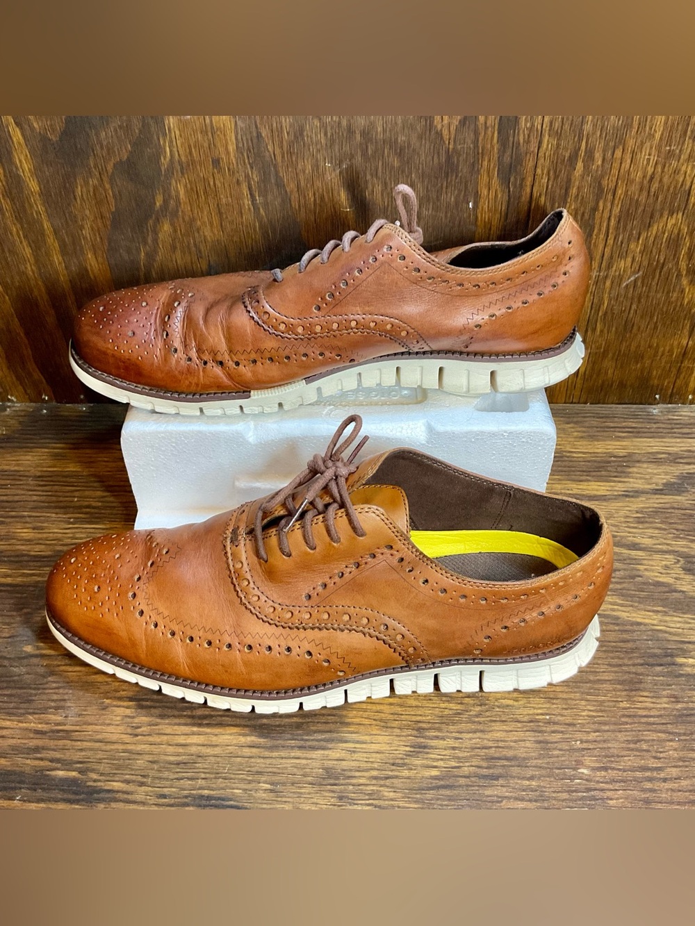 Cole Haan Zerogrand Wingtip Oxford British Tan Leather Mens 11 M C14493